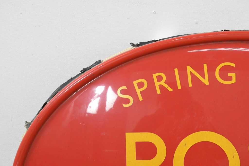 イギリスヴィンテージ　オーバル型　POST OFFICE　SPRING ROAD　ロゴが際立つ郵便局の看板　(R-088744)