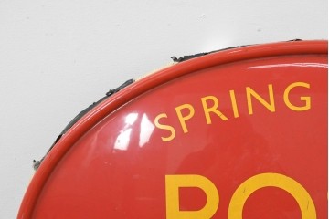 イギリスヴィンテージ　オーバル型　POST OFFICE　SPRING ROAD　ロゴが際立つ郵便局の看板　(R-088744)