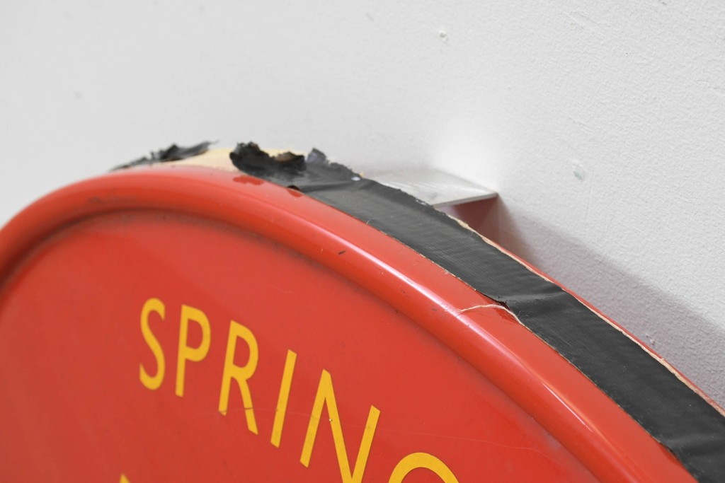 イギリスヴィンテージ　オーバル型　POST OFFICE　SPRING ROAD　ロゴが際立つ郵便局の看板　(R-088744)