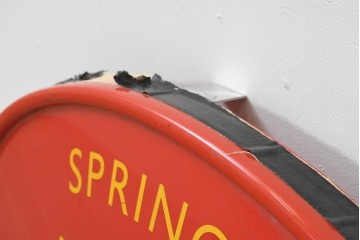 イギリスヴィンテージ　オーバル型　POST OFFICE　SPRING ROAD　ロゴが際立つ郵便局の看板　(R-088744)