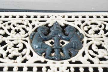 フランスアンティーク　繊細な透かし彫り鋳鉄が美しいマジョリカホーローストーブ　(R-088745)