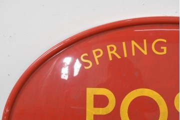 イギリスヴィンテージ　オーバル型　POST OFFICE　SPRING ROAD　ロゴが際立つ郵便局の看板　(R-088748)