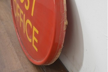 イギリスヴィンテージ　オーバル型　POST OFFICE　SPRING ROAD　ロゴが際立つ郵便局の看板　(R-088748)