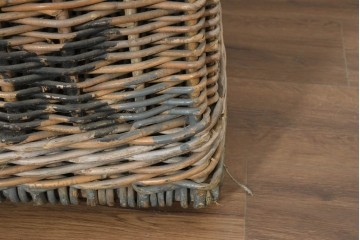 【簡易リペア限定品】　イギリスアンティーク　風合い豊かな蓋付き大型収納かご　※歪みあり　(R-088749)