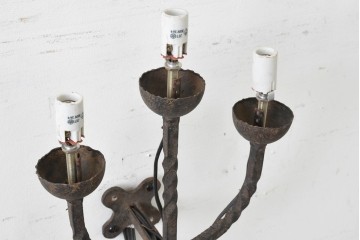 イギリスアンティーク　ロートアイアン　ねじり装飾が味わい深いキャンドルスタンド型ウォールライト　(R-088770)