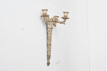 フランスアンティーク　アカンサスリーフ装飾が優雅な3灯壁掛けキャンドルホルダー　(R-088789)