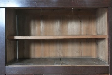 和製アンティーク　和の風格あふれる丸桟引き戸の二段重ね近江水屋箪笥　(R-088803)