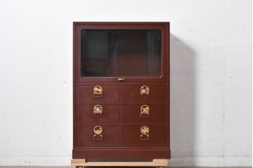 中古　美品!!　高級工芸家具　金蒔絵と螺鈿細工が施された総漆塗りのサイドチェスト　定価約120万円　(R-088807)