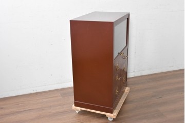 中古　美品!!　高級工芸家具　金蒔絵と螺鈿細工が施された総漆塗りのサイドチェスト　定価約120万円　(R-088807)