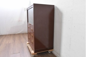 中古　美品!!　高級工芸家具　金蒔絵と螺鈿細工が施された総漆塗りのサイドチェスト　定価約120万円　(R-088807)