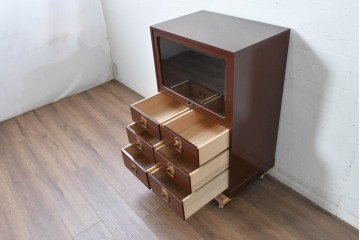中古　美品!!　高級工芸家具　金蒔絵と螺鈿細工が施された総漆塗りのサイドチェスト　定価約120万円　(R-088807)