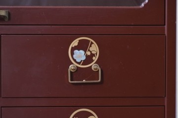 中古　美品!!　高級工芸家具　金蒔絵と螺鈿細工が施された総漆塗りのサイドチェスト　定価約120万円　(R-088807)