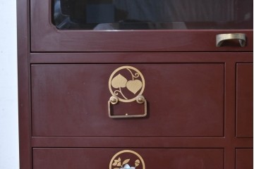 中古　美品!!　高級工芸家具　金蒔絵と螺鈿細工が施された総漆塗りのサイドチェスト　定価約120万円　(R-088807)