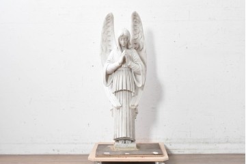 イギリスヴィンテージ　高さ約83cm　天然石　祈る姿が美しい天使像　(R-088823)