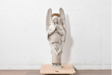 イギリスヴィンテージ　高さ約83cm　天然石　祈る姿が美しい天使像　(R-088824)
