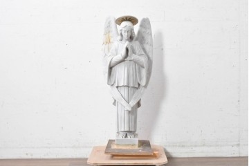 イギリスヴィンテージ　高さ約77cm　天然石　祈る姿が美しい天使像　(R-088825)