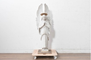 イギリスヴィンテージ　高さ約92cm　天然石　祈る姿が美しい天使像　(R-088826)