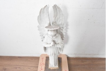 イギリスヴィンテージ　高さ約92cm　天然石　祈る姿が美しい天使像　(R-088826)