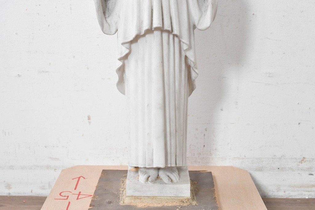 イギリスヴィンテージ　高さ約92cm　天然石　祈る姿が美しい天使像　(R-088826)