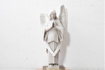 イギリスヴィンテージ　高さ約77cm　天然石　祈る姿が美しい天使像　(R-088827)