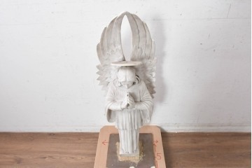 イギリスヴィンテージ　高さ約95cm　天然石　祈る姿が美しい天使像　(R-088828)
