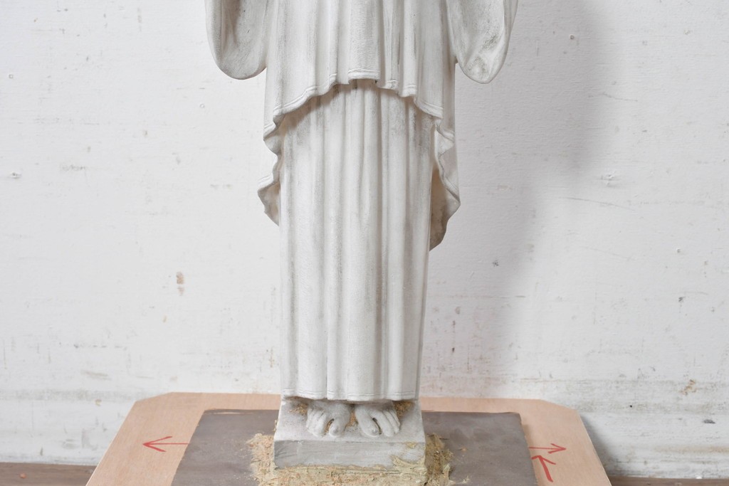 イギリスヴィンテージ　高さ約95cm　天然石　祈る姿が美しい天使像　(R-088828)