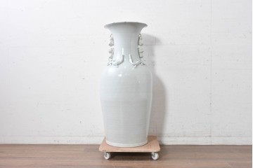 中古　特大サイズ!　高さ約93cm　中国古陶磁デザイン　獣耳と立体装飾が目を引く花瓶　(R-088833)