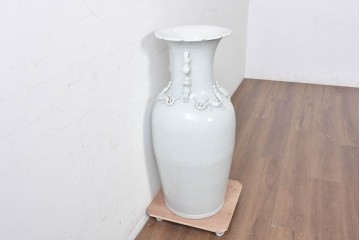 中古　特大サイズ!　高さ約93cm　中国古陶磁デザイン　獣耳と立体装飾が目を引く花瓶　(R-088833)