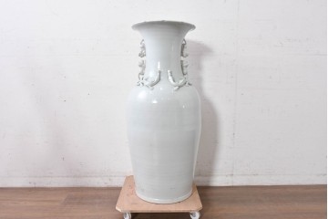 中古　特大サイズ!　高さ約93cm　中国古陶磁デザイン　獣耳と立体装飾が目を引く花瓶　(R-088833)