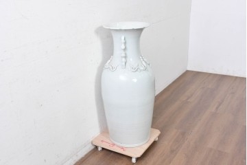 中古　特大サイズ!　高さ約93cm　中国古陶磁デザイン　獣耳と立体装飾が目を引く花瓶　(R-088834)