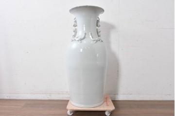 中古　特大サイズ!　高さ約93cm　中国古陶磁デザイン　獣耳と立体装飾が目を引く花瓶　(R-088834)
