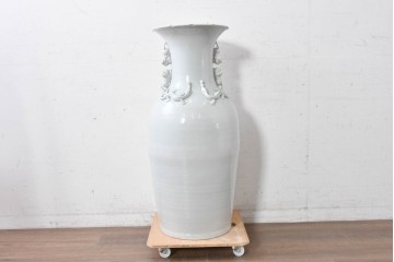 中古　特大サイズ!　高さ約93cm　中国古陶磁デザイン　獣耳と立体装飾が目を引く花瓶　(R-088835)
