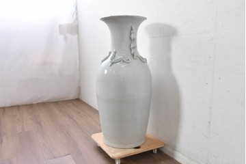 中古　特大サイズ!　高さ約93cm　中国古陶磁デザイン　獣耳と立体装飾が目を引く花瓶　(R-088835)