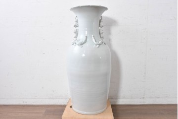 中古　特大サイズ!　高さ約93cm　中国古陶磁デザイン　獣耳と立体装飾が目を引く花瓶　(R-088835)