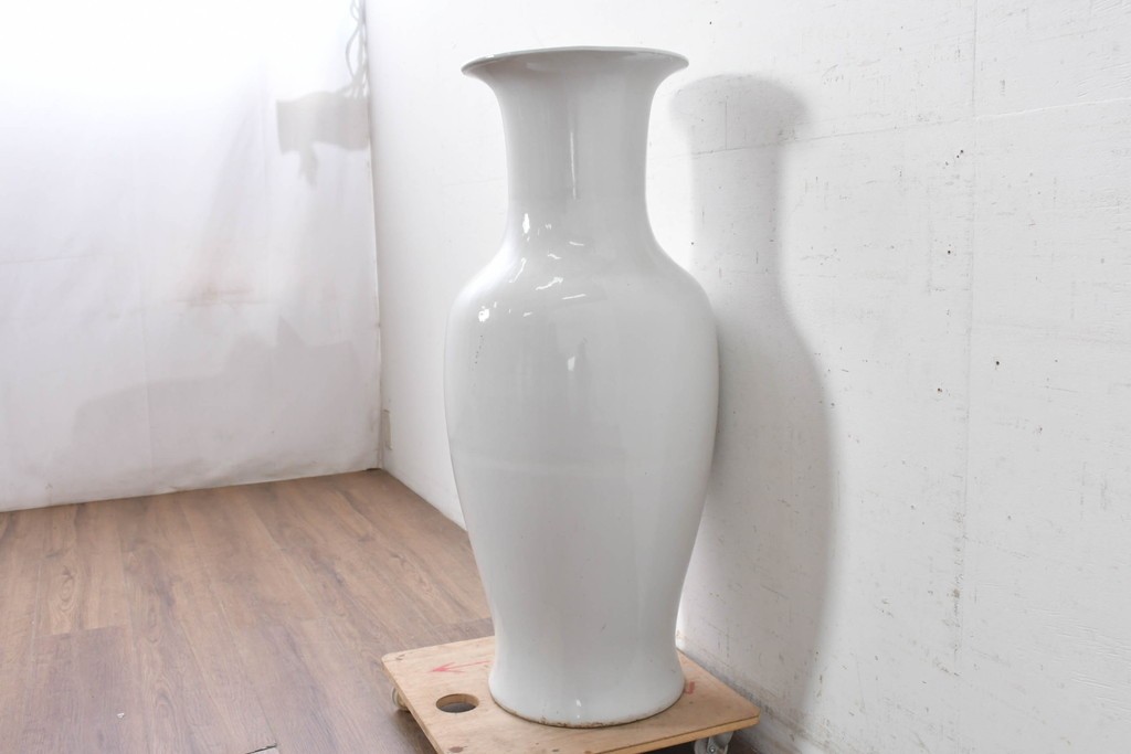 中古　特大サイズ!　高さ約92cm　中国古陶磁デザイン　滑らかで艶やかな質感が美しい花瓶　(R-088836)