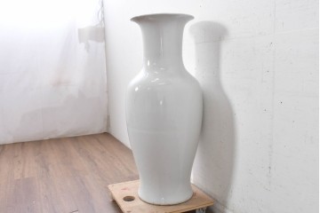 中古　特大サイズ!　高さ約92cm　中国古陶磁デザイン　滑らかで艶やかな質感が美しい花瓶　(R-088836)