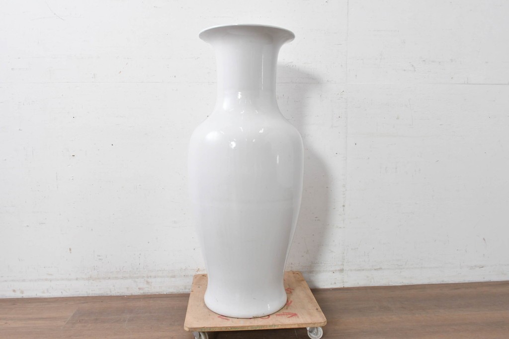 中古　特大サイズ!　高さ約92cm　中国古陶磁デザイン　滑らかで艶やかな質感が美しい花瓶　(R-088836)