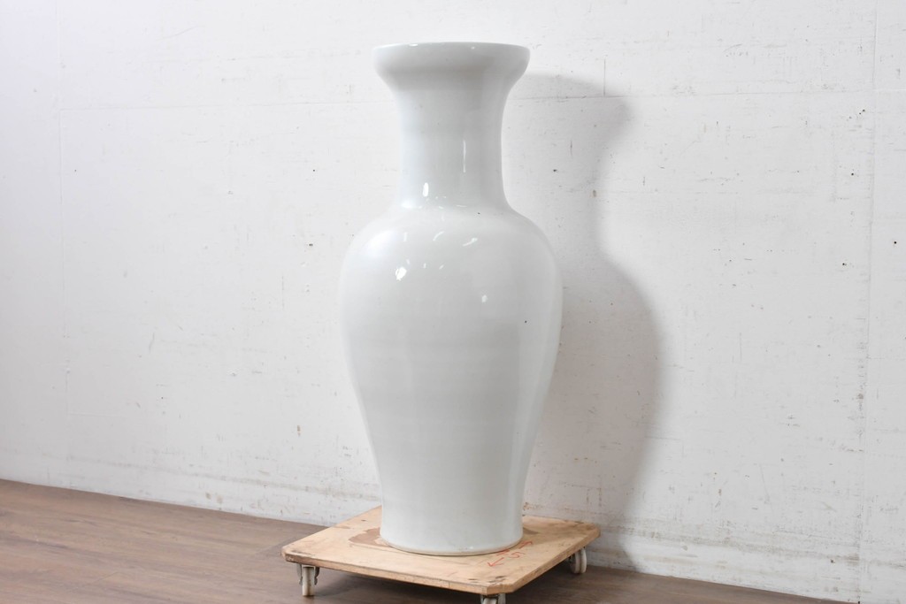 中古　特大サイズ!　高さ約87cm　中国古陶磁デザイン　滑らかで艶やかな質感が美しい花瓶　(R-088837)