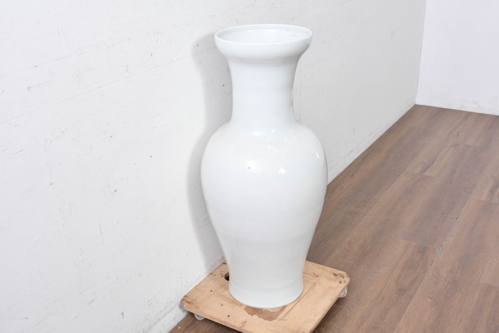 中古　特大サイズ!　高さ約87cm　中国古陶磁デザイン　滑らかで艶やかな質感が美しい花瓶　(R-088837)
