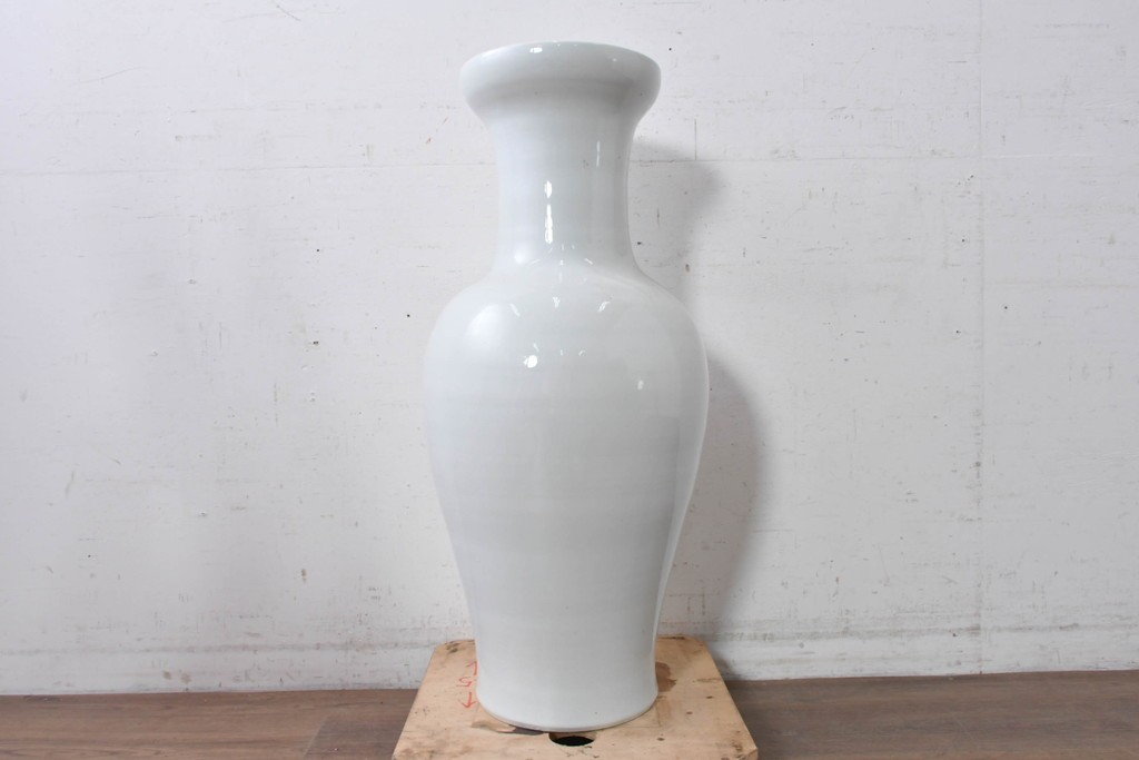 中古　特大サイズ!　高さ約87cm　中国古陶磁デザイン　滑らかで艶やかな質感が美しい花瓶　(R-088837)