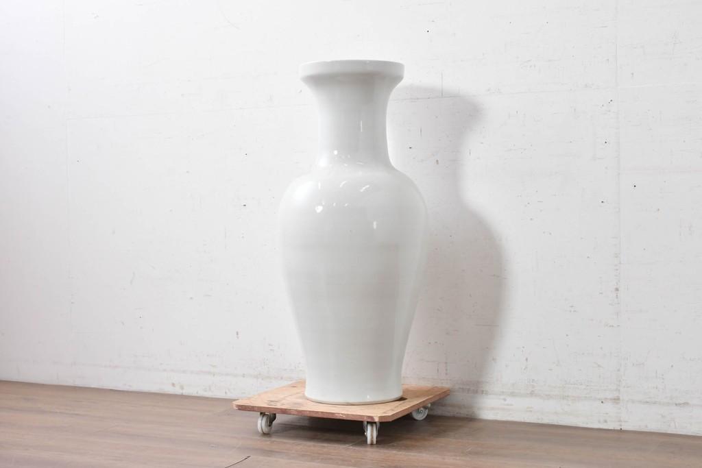 中古　特大サイズ!　高さ約87cm　中国古陶磁デザイン　滑らかで艶やかな質感が美しい花瓶　(R-088838)