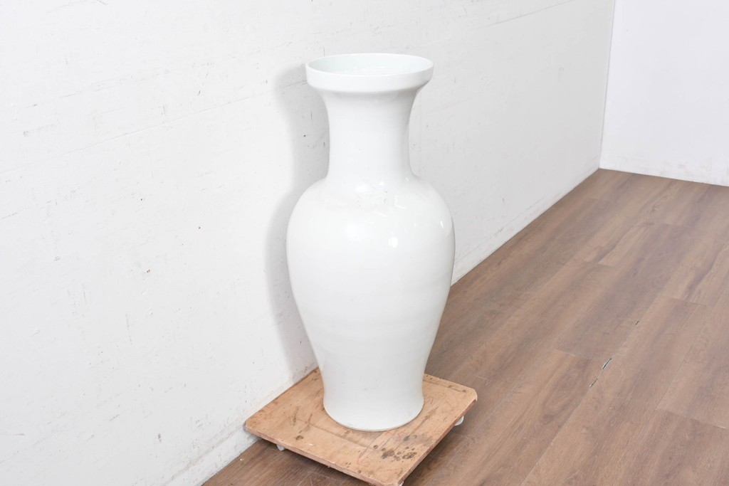 中古　特大サイズ!　高さ約87cm　中国古陶磁デザイン　滑らかで艶やかな質感が美しい花瓶　(R-088838)