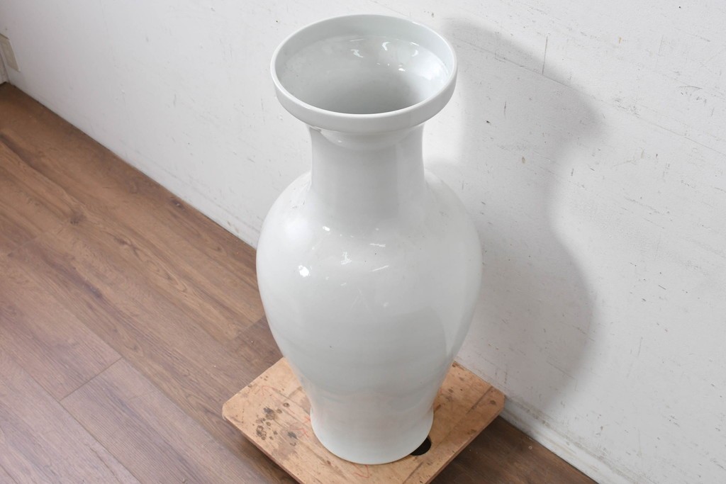中古　特大サイズ!　高さ約87cm　中国古陶磁デザイン　滑らかで艶やかな質感が美しい花瓶　(R-088838)