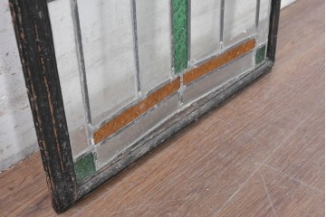 アジアアンティーク建具　蝶のモチーフと色ガラスの意匠が愛らしいステンドグラス　(R-088841)