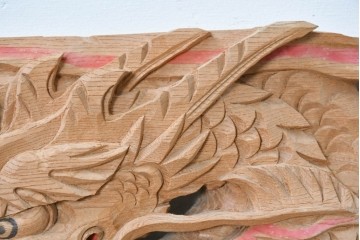 和製ヴィンテージ　昭和後期　躍動感あふれる龍の彫刻飾り　(R-088843)