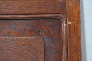 アンティーク建具　昭和初期　欅(ケヤキ)材　味わい深い木目が目を引く作りの良い小さな窓2枚セット　(R-088844)