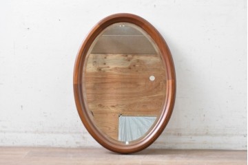 中古　美品　maruni(マルニ木工)　オーバル型のシンプルなウォールミラー　(R-088846)