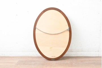 中古　美品　maruni(マルニ木工)　オーバル型のシンプルなウォールミラー　(R-088846)