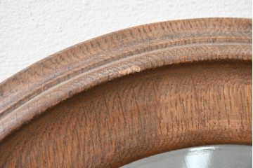 和製アンティーク　昭和初期　ナラ材のオーバル型ウォールミラー　(R-088848)