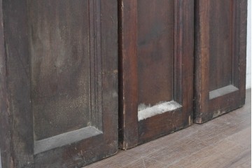 イギリスアンティーク建具　オーク材　クアトロフォイル(四つ葉)の彫刻が美しいパネル3枚セット　(R-088857)